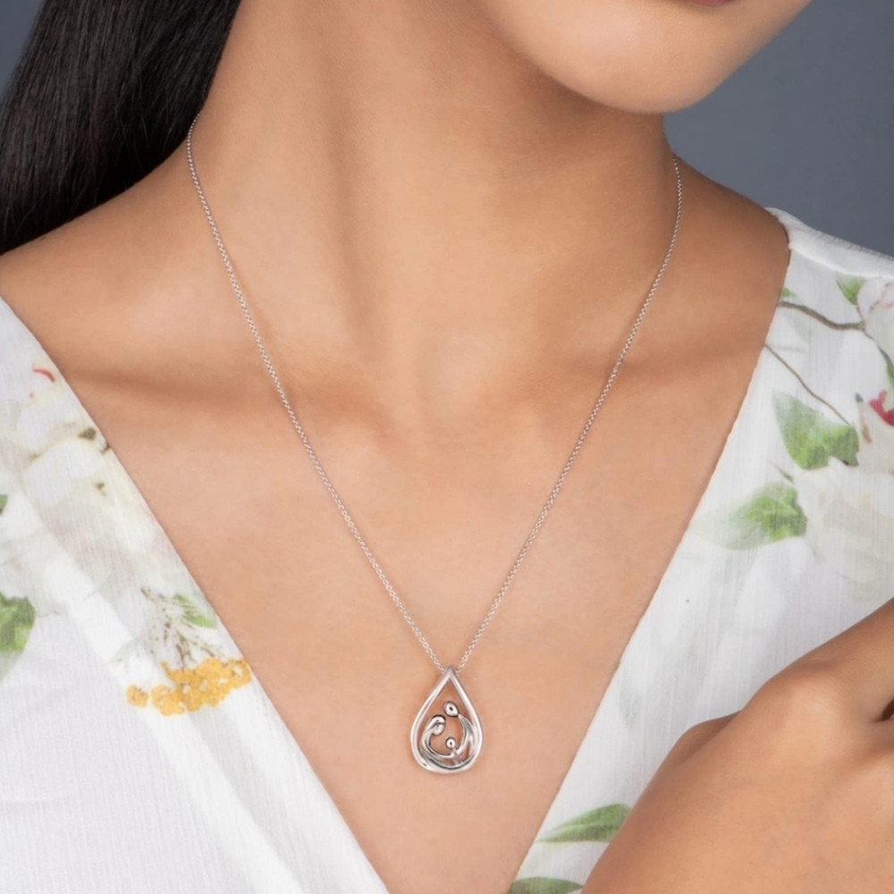 SOLD! Jewelili Parent and Child Family Necklace Pendant in Sterling Silver